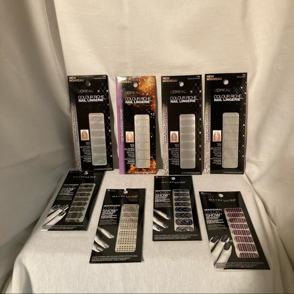Maybelline Color Show & L’Oreal Nail Lingerie Nail Stickers Lot of 8 Packs NWT